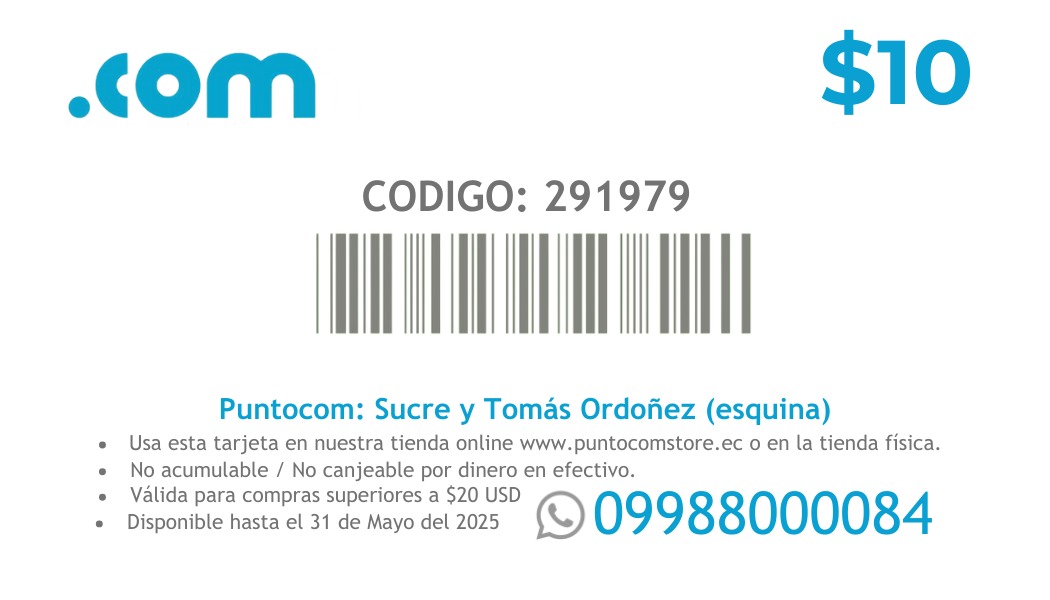 Reverso de tarjeta PuntoCom