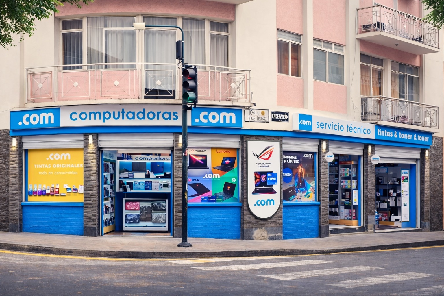 Fachada de PuntoCom en Cuenca, en la esquina de Mariscal Sucre y Tomás Ordóñez